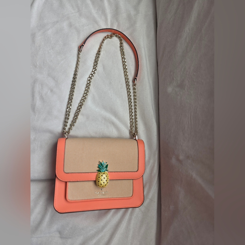 Kate Spade Peaches and Cream Crossbody Bag with Pineapple Accent Clasp